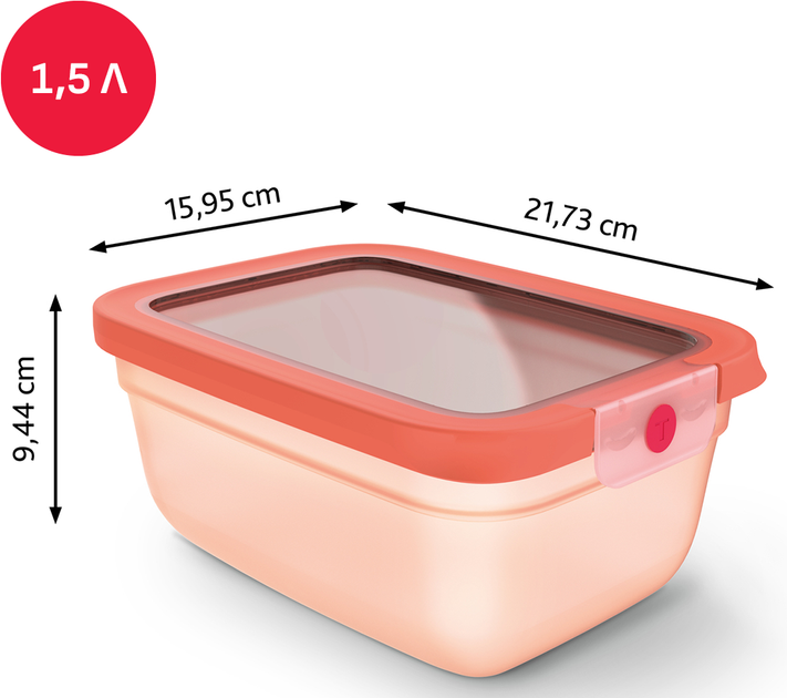 Контейнер прямоугольный Tefal oneClick 1.5 л (N1211110) - Фото 2 Контейнер прямоугольный Tefal oneClick 1.5 л (N1211110) - изображение 2