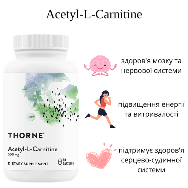 Амінокислоти Thorne Research Ацетил-L-карнітин Acetyl-L-Carnitine 500 мг 60  капсул – фото, відгуки, характеристики в інтернет-магазині ROZETKA від  продавця: ХелпХелсі