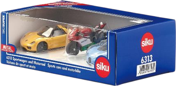 Набір моделей автомобілів Siku Bugatti Chiron, Porsche 918 i Ducati 1299 Panigale 6313 (4006874063130) - зображення 8