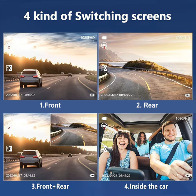 Автомобільний відеореєстратор D-310 (2 камери) Wi-Fi Full HD HDSYR_1599 - зображення 10