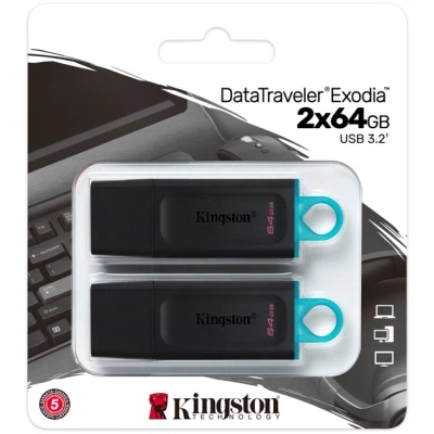 USB флеш накопитель Kingston 2x64GB DT Exodia Black+Blue USB 3.2 (DTX/64GB-2P) - изображение 5