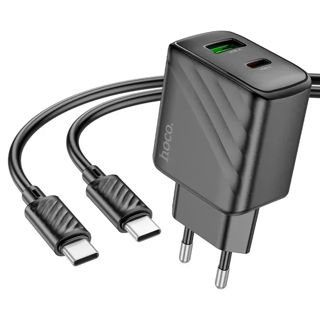 Зарядне HOCO CS23A PD30W QC3.0 1USB 1Type-C з кабелем Type-C чорне - изображение 8