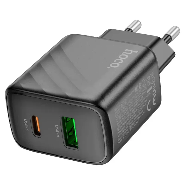Зарядне HOCO CS23A PD30W QC3.0 1USB 1Type-C з кабелем Type-C чорне - изображение 10