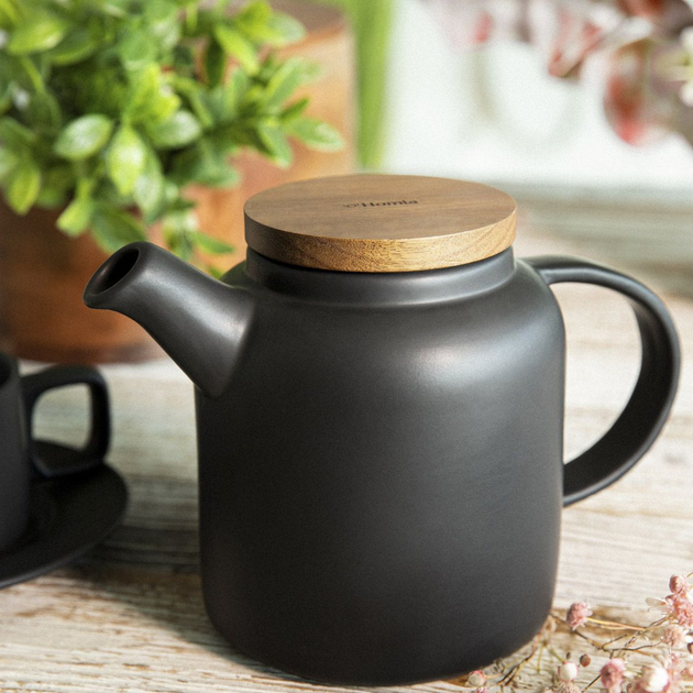 Глечик Homla Poline з акацієвою кришкою Чорний 1 л (5904183875569) - зображення 2