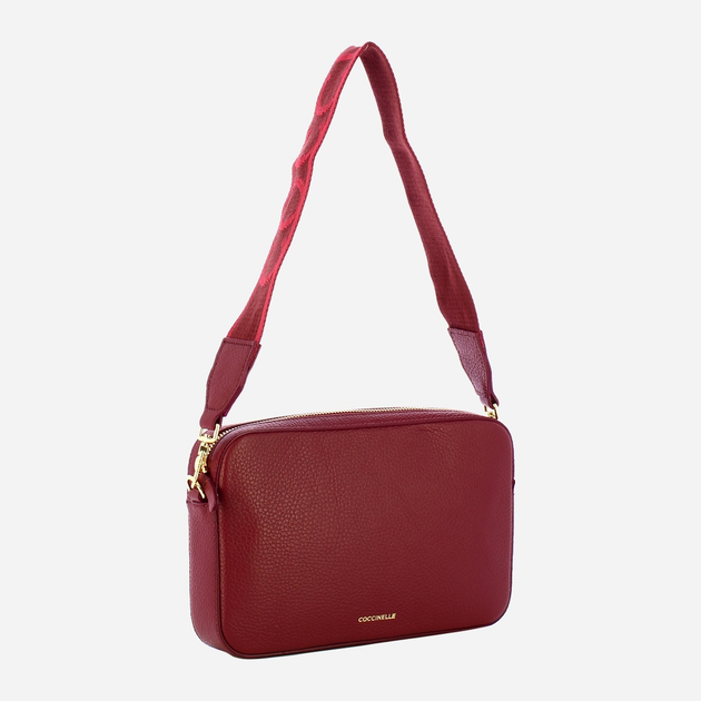 Torebka crossbody damska ze skóry naturalnej mała Coccinelle Tebe E5MN5520101 R52 Bordowa (800070345982) - obraz 3