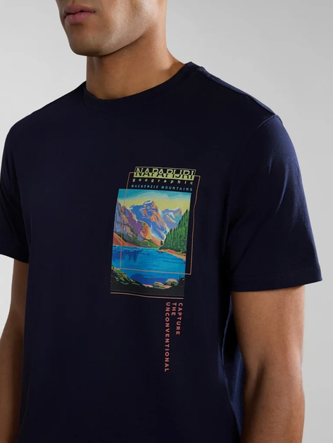 Футболка бавовняна довга чоловіча Napapijri S-Canada NP0A4HQM1761 S Темно-синя (800070320930) - зображення 3