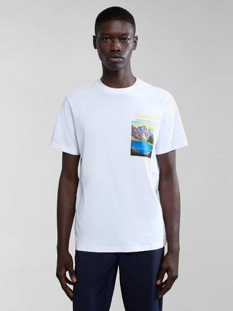 Футболка бавовняна довга чоловіча Napapijri S-Canada NP0A4HQM0021 M Біла (800070320936) - зображення 1