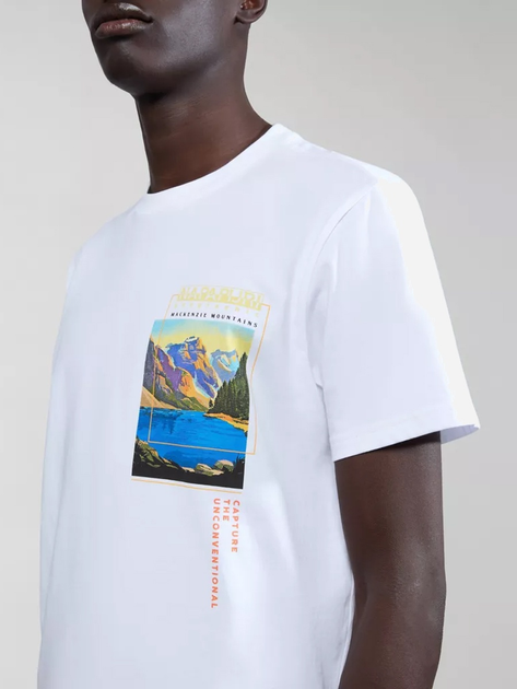 Футболка бавовняна довга чоловіча Napapijri S-Canada NP0A4HQM0021 L Біла (800070320937) - зображення 4