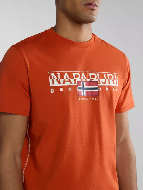 Футболка бавовняна довга чоловіча Napapijri S-Aylmer NP0A4HTOA621 S Оранжева (800070320984) - зображення 3