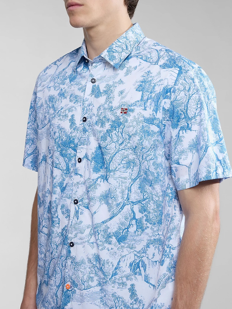 Сорочка бавовняна літня чоловіча Napapijri G-Ronge NP0A4HX1F5Z1 2XL Блакитна (800070320996) - зображення 4