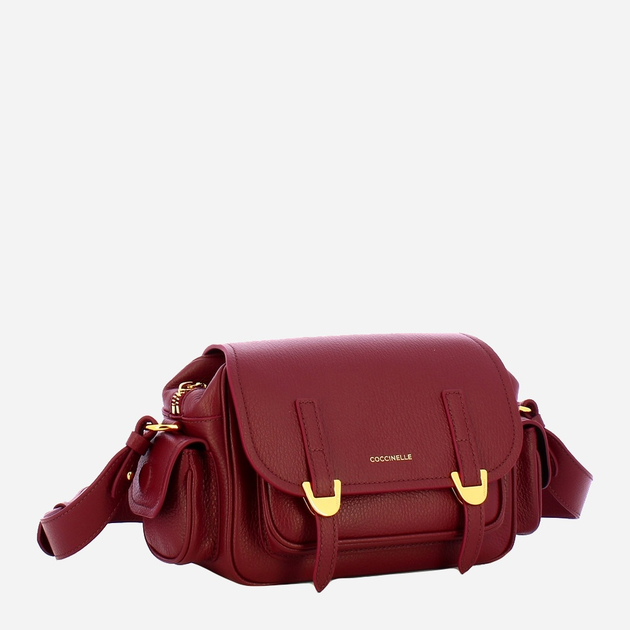 Torebka crossbody damska ze skóry naturalnej mała Coccinelle Campus E1RFF150201 R52 Bordowa (800070346011) - obraz 3
