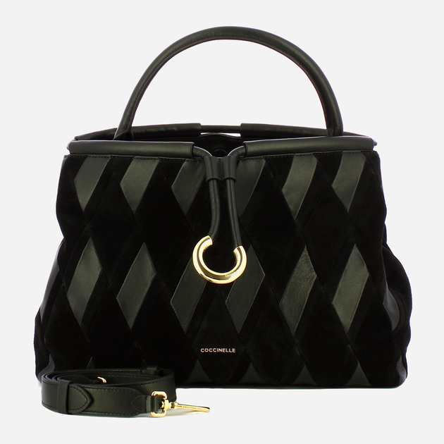 Torebka crossbody damska ze skóry naturalnej duża Coccinelle Lisbet E1T1H180101 001 Czarna (800070345945) - obraz 4