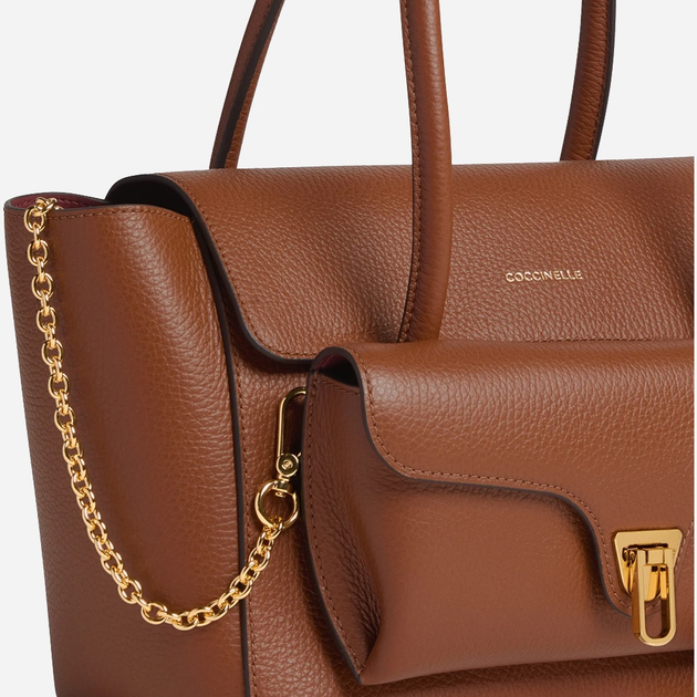 Torebka damska ze skóry naturalnej z łańcuszkiem Coccinelle Double E1T8A180201 W11 Brązowa (800070345952) - obraz 4
