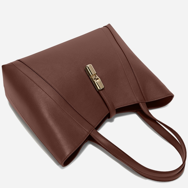 Сумка шопер жіноча з натуральної шкіри середня Furla Goccia WB01788BX33532460S1007 Темно-коричнева (800070349553) - зображення 3