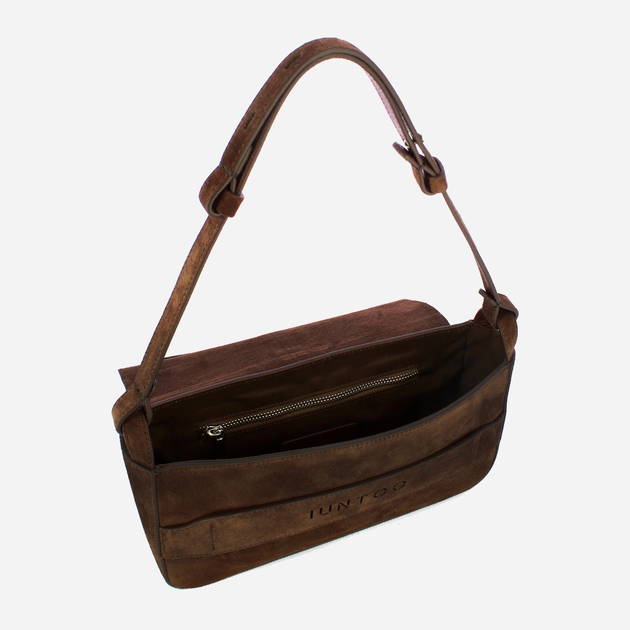 Сумка багет жіноча з натуральної шкіри середня Iuntoo Silvia 196101 Темно-коричнева (800070346781) - зображення 4