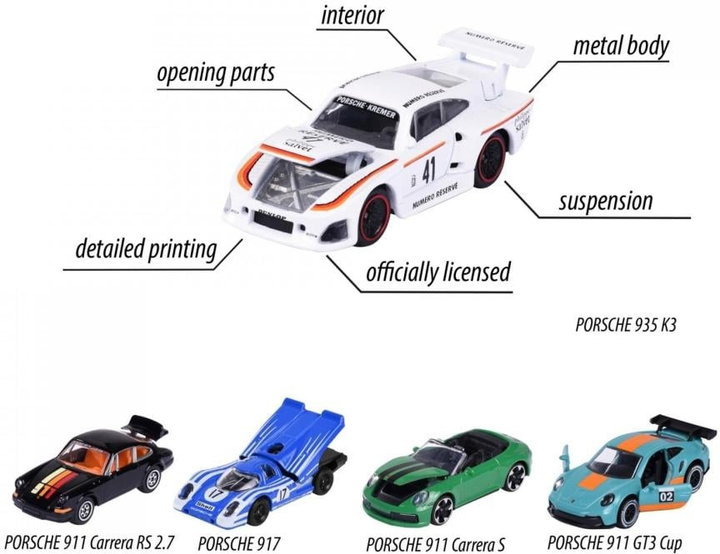 Zestaw modeli samochodów Simba Majorette Porsche 5 szt. (3467452077597) - obraz 6
