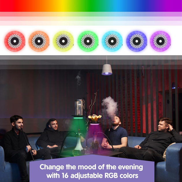 Светодиодная кольцевая лампа для кальяна BudPro Hookah LED Lamp Round Panel с пультом ДУ (5024701b) - изображение 4