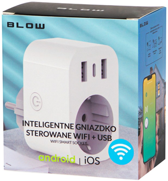 Розумна розетка Blow Wi-Fi Tuya 2xUSB-A+USB-C White (5900804148234) - зображення 5