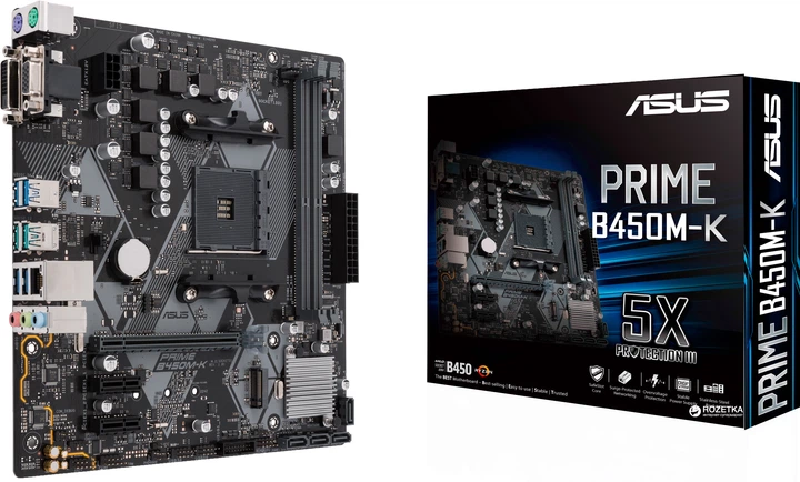 Материнская плата Asus Prime B450M-K (sAM4, AMD B450, PCI-Ex16