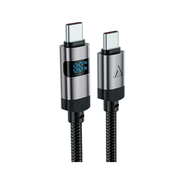 Дата кабель USB-C to USB-C 1.2m 60W digital display C15-03 Black Acefast (6974316283720) - Фото 2 Дата кабель USB-C to USB-C 1.2m 60W digital display C15-03 Black Acefast (6974316283720) - зображення 2