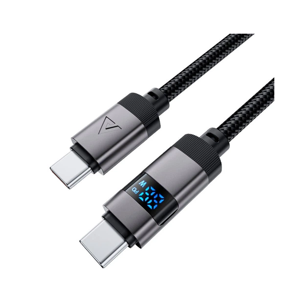 Дата кабель USB-C to USB-C 1.2m 60W digital display C15-03 Black Acefast (6974316283720) - Фото 3 Дата кабель USB-C to USB-C 1.2m 60W digital display C15-03 Black Acefast (6974316283720) - зображення 3