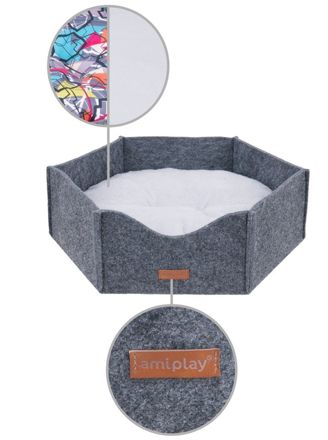 Legowisko dla kota Amiplay Korona 2 in 1 Hygge M Szary (5907563259768) - obraz 4