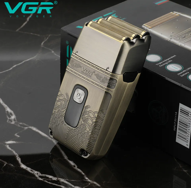 Профессиональная электробритва VGR V-335 Shaver, 3 ножевых блока, влажное/сухое бритье, USB‑зарядка - изображение 3