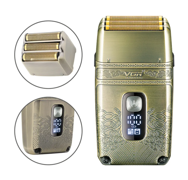 Профессиональная электробритва VGR V-335 Shaver, 3 ножевых блока, влажное/сухое бритье, USB‑зарядка - изображение 4