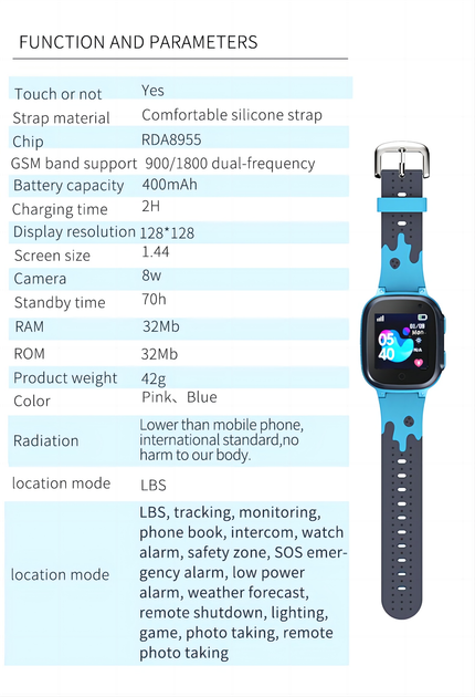 Смарт-годинник телефон дитячий Smart Watch S1 з відеодзвінком GPS SIM-карта Blue (18581) - зображення 3