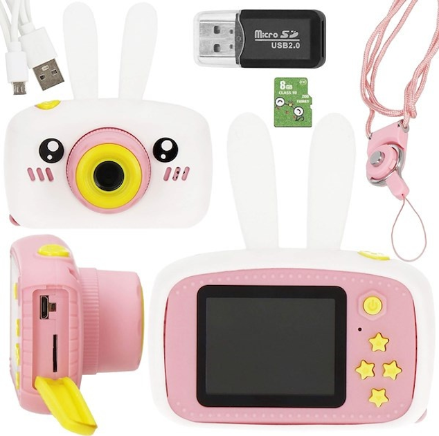 Дитячий фотоапарат Springos Full HD з картою 8 ГБ Рожевий KC0007 (5907719470702) - зображення 8