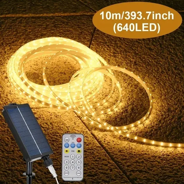 LED гирлянда 10 м солнечная батарея теплый белый свет аккумулятор 1800 mAh пульт управления - Фото 5 LED гирлянда 10 м солнечная батарея теплый белый свет аккумулятор 1800 mAh пульт управления - изображение 5