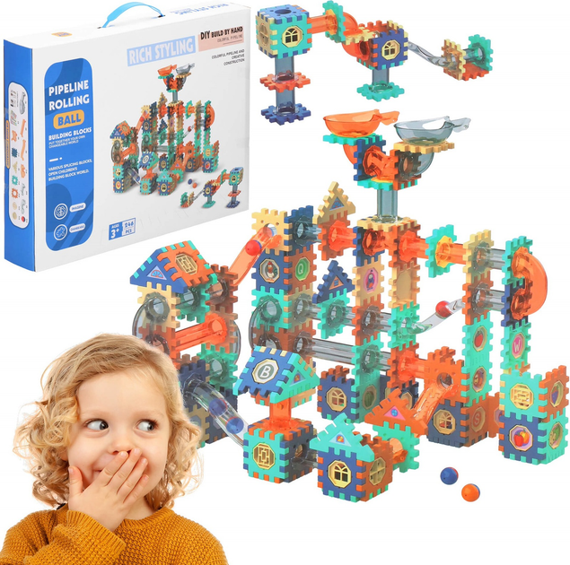 Klocki konstrukcyjne Springos Tor kuleczkowy 246 elementów (5907719490267) - obraz 8