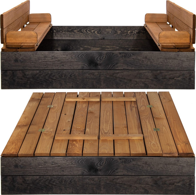 Пісочниця дерев'яна Springos 100 x 100 см Premium Black (5907719484051) - зображення 3