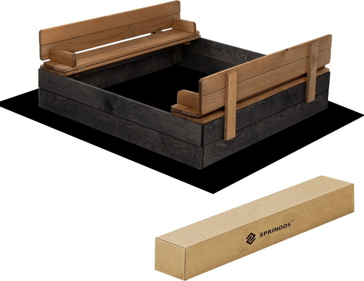Пісочниця дерев'яна Springos 100 x 100 см Premium Black (5907719484051) - зображення 9