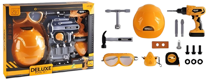 Zabawkowy zestaw narzędzi Swede Deluxe z elektryczną wkrętarką i kaskiem Q12087 (5902496212231) - obraz 2