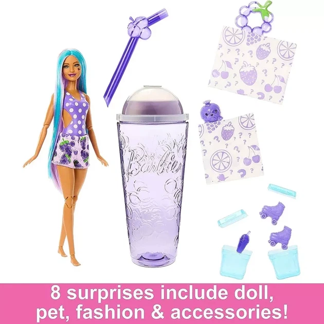 Кукла Barbie Pop Reveal Сочные фрукты Виноградная содовая HNW44 - изображение 3
