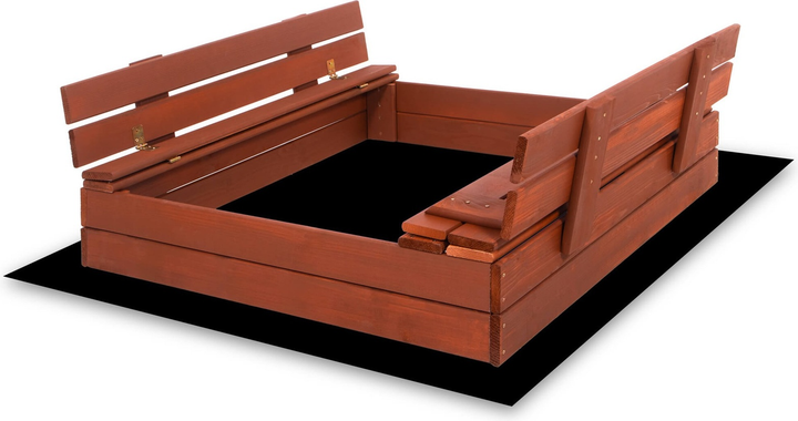 Дерев’яна пісочниця Springos з кришкою, лавочками, волокниною і тентом 100 x 100 см (5907719499345) - зображення 6