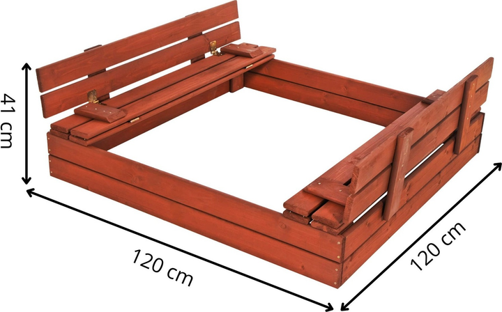 Дерев’яна пісочниця Springos просочена з кришкою, лавками, брезентом та полотном 120 x 120 см (5907719499321) - зображення 14