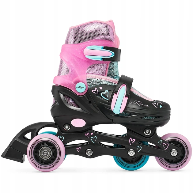 Детские ролики Raven Loret Glitter Black/Mint/Pink LED размер 30-33 (kn135) - Фото 3 Детские ролики Raven Loret Glitter Black/Mint/Pink LED размер 30-33 (kn135) - изображение 3