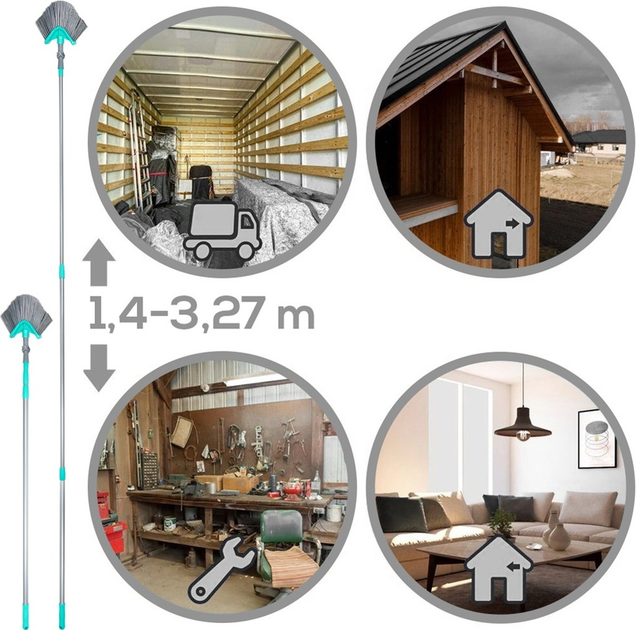 Телескопічна мітла Vilde для пилу і павутини трикутна 140-327 см (5904316463014) - зображення 3
