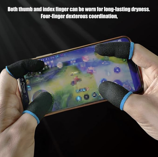 Игровые напальчники для смартфона планшета киберспортивные 4 шт Черные - изображение 2