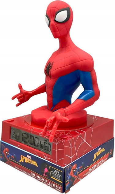 Lampka nocna 3D Kids Euroswan Spiderman z budzikiem (5901738564909) - obraz 2
