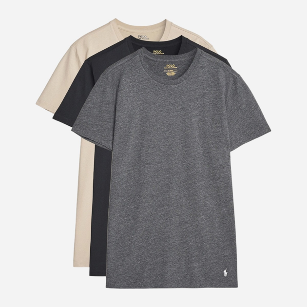 Набір футболок натільних чоловічих бавовняних Polo Ralph Lauren 714830304037 L 3 шт Чорний/Сірий/Бежевий (3616852982257) - зображення 1