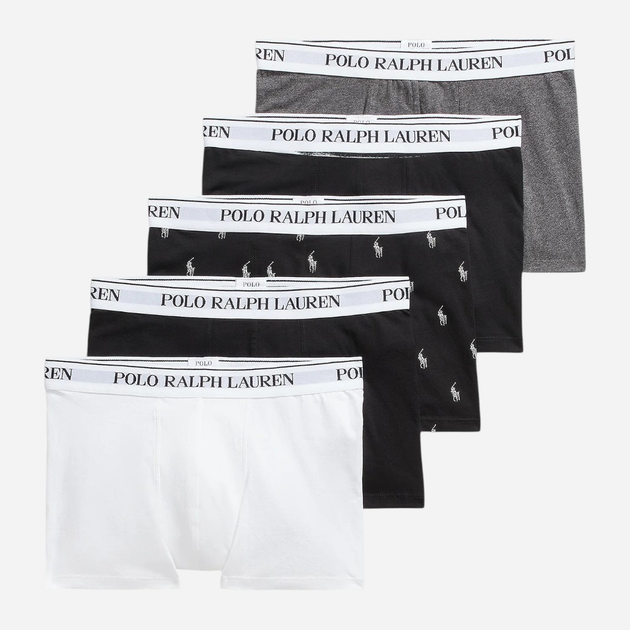 Набір трусів-боксерів чоловічих бавовняних Polo Ralph Lauren 714864292017 S 5 шт Чорний/Білий/Сірий (3616853149772) - зображення 1
