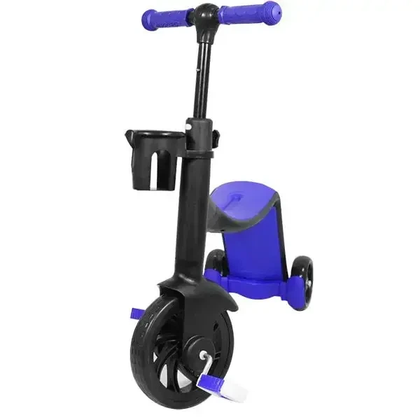 Детский самокат трансформер беговел с корзинкой Best Scooter 3 в 1, розовый - изображение 2