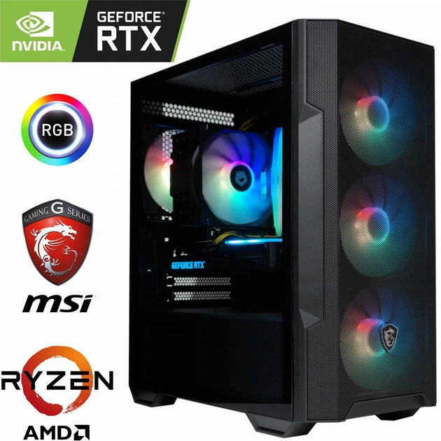Компьютер MSI Ryzen 5 5600 / RTX 5060 8GB / 32ГБ DDR4 / SSD 1TБ M
