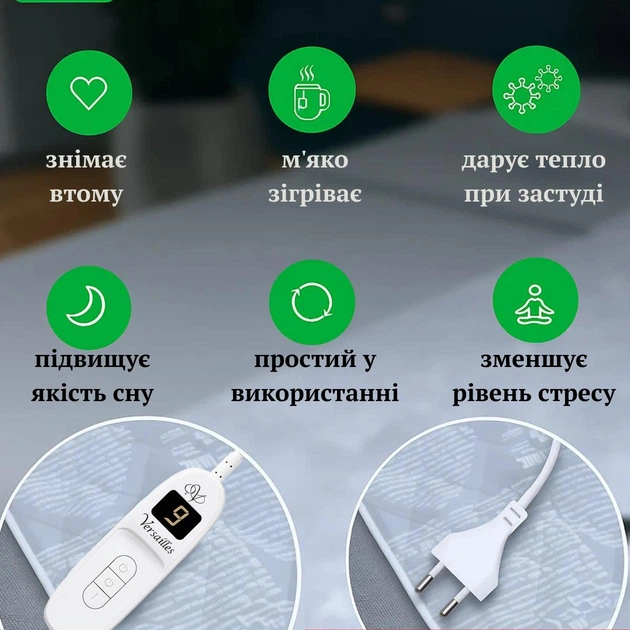 Электроплед одеяло с подогревом серый 120х160 см с таймером на выключение и 9 температурными режимами электроодеяло мягкое - изображение 4