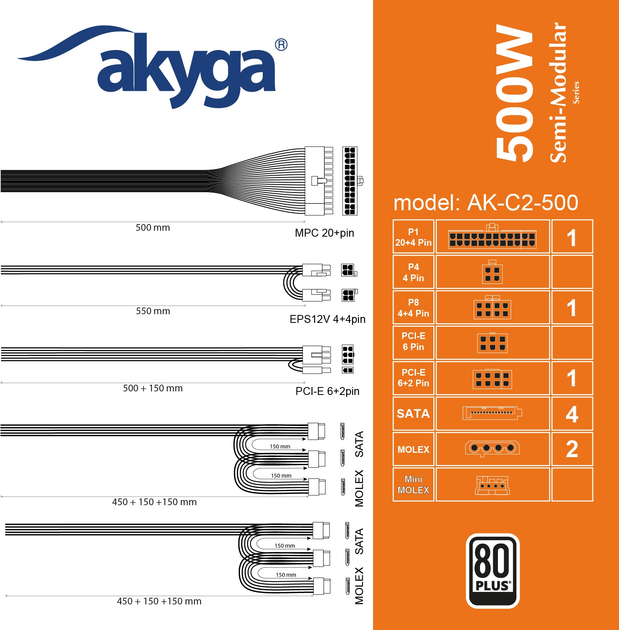 Zasilacz AKYGA ATX AK-C2-500 500W - obraz 7