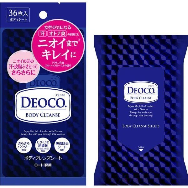 ROHTO Deoco Body Cleanse Sheets очищающие влажные салфетки для тела, 36 шт - Фото 2 ROHTO Deoco Body Cleanse Sheets очищающие влажные салфетки для тела, 36 шт - изображение 2
