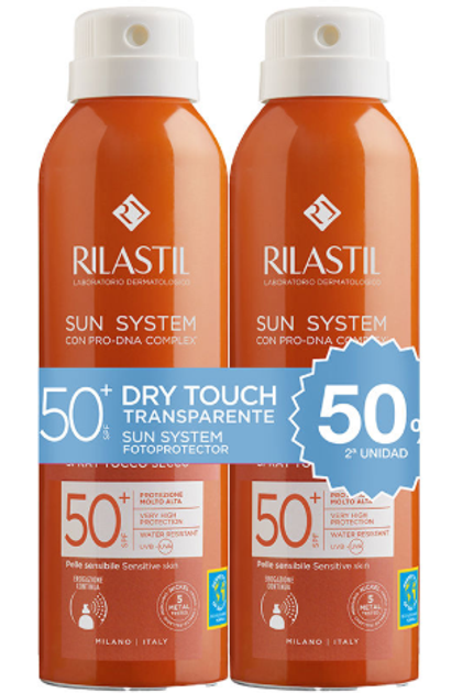 Zestaw Rilastil Sun System Transparent Spray Wet Skin SPF50+ 200 ml x 2szt (8428749851509/8428749009825) - obraz 1